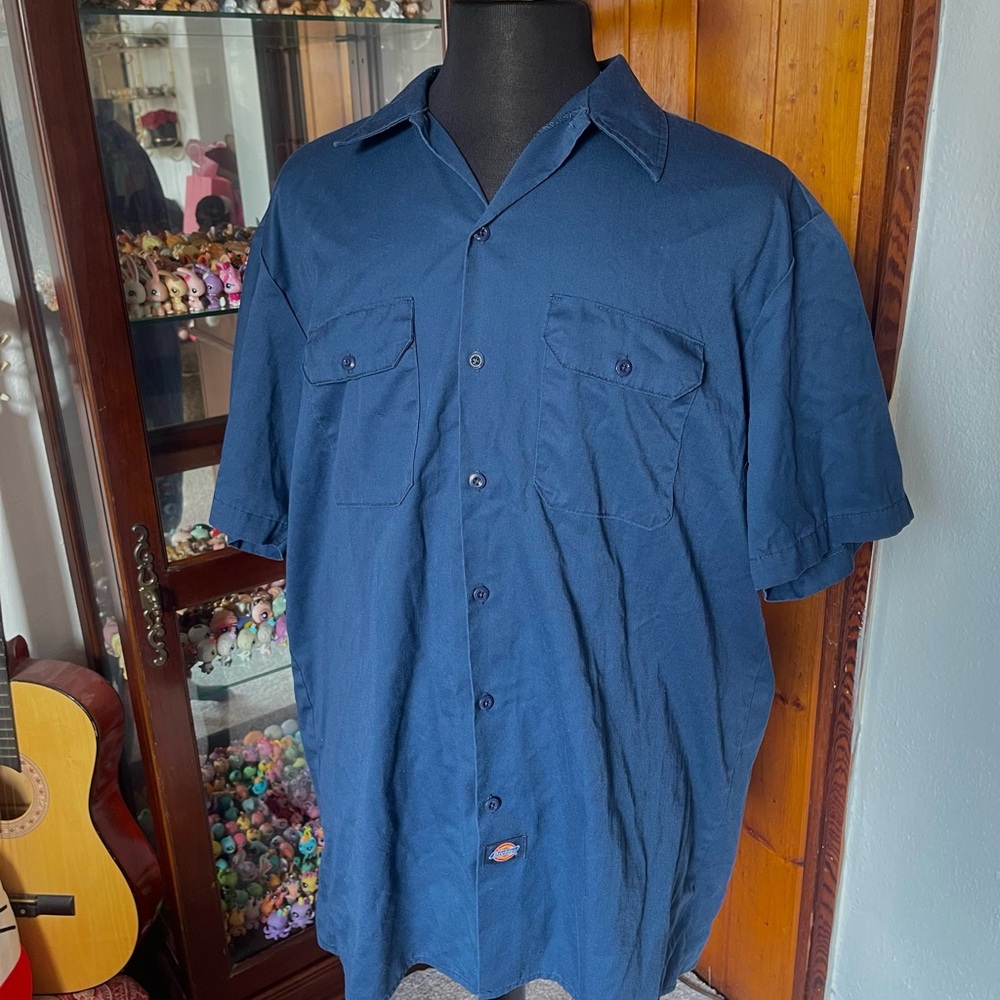 Short Sleeve Dickies Dark Blue Button Up Shirt Men’s XL